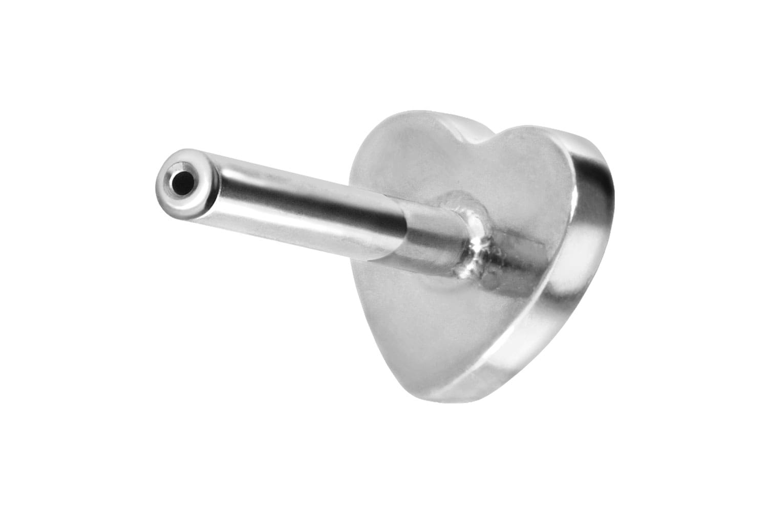 Titan Labret Piercing mit Push Fit ohne Kugel HERZ